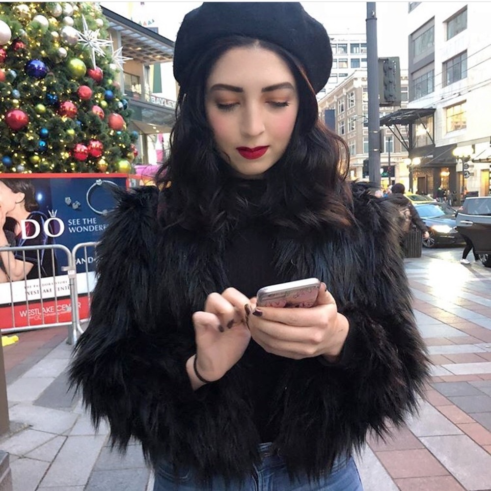 Faux Black fur coat